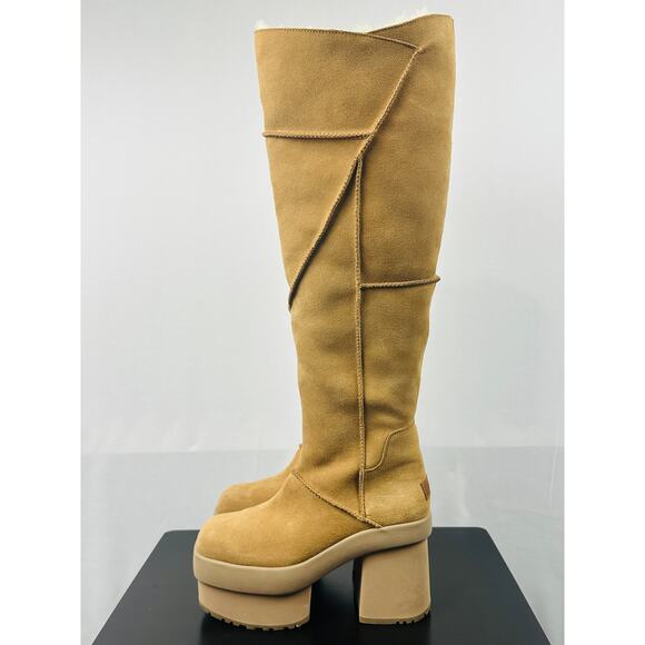 UGG Women's New Heights Platform Xtra Chestnut Shearling Boots 1157911 Size 9 - Picture 5 of 11